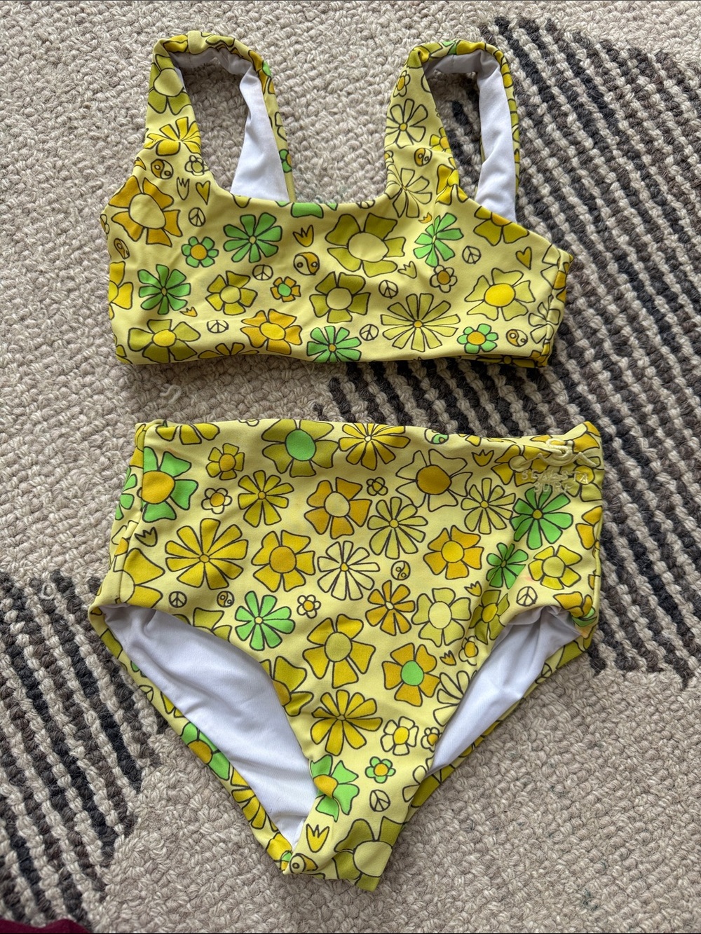 Tea Collection Yellow Floral High-Waist Girls Swim Set